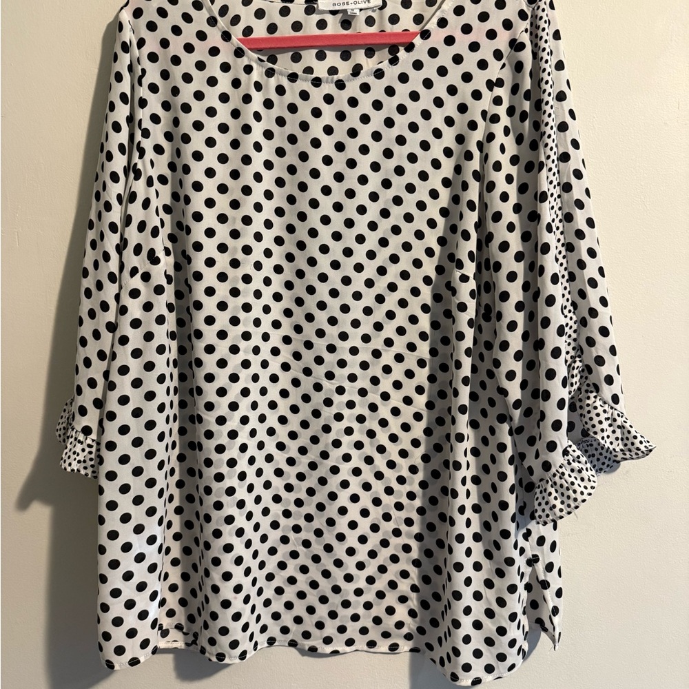 Rose & Olive Black and White Polka Dot Blouse